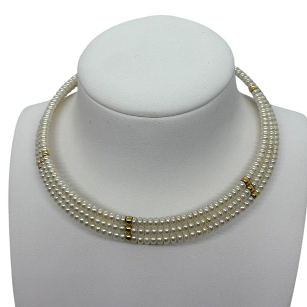 Collier Ras du Cou en Or Jaune 18 Carats avec Perles