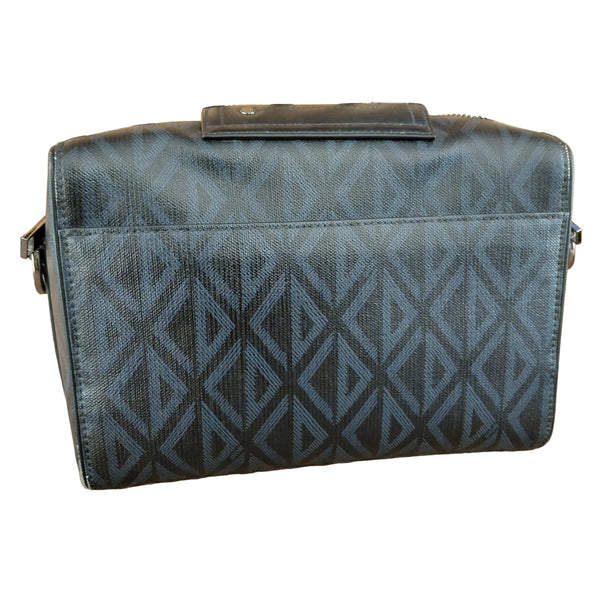Sac à bandoulière Dior en toile Diamond noir / bleu