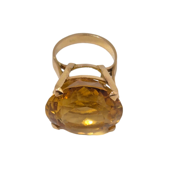 Bague en Or Jaune 18K avec citrine 11.05 Grs - Taille 46