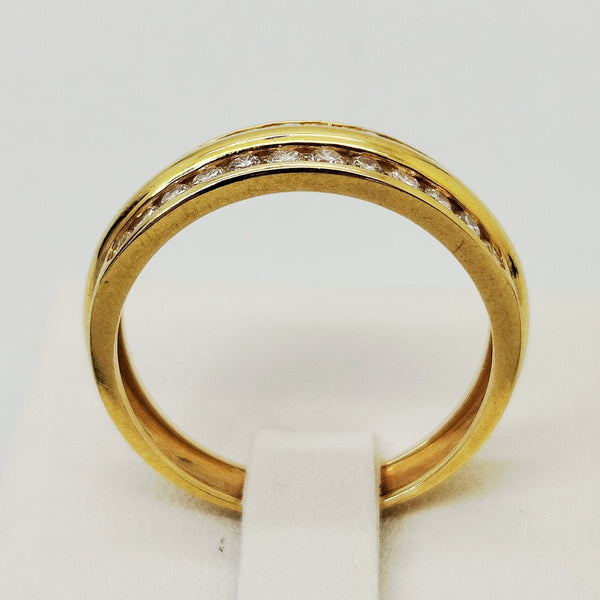 Bague en Or Jaune 18K avec Diamants - Taille 54 - 3.45G
