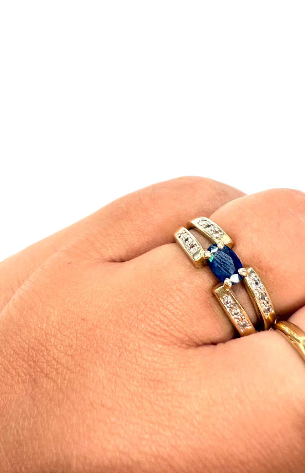 Bague Or Jaune 18k Saphir et Diamants - Taille 51