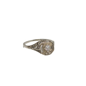 Superbe Bague Ancienne en Or Blanc 18K - 1.90 G - T 52