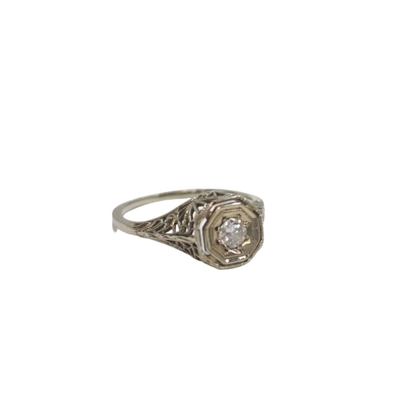 Superbe Bague Ancienne en Or Blanc 18K - 1.90 G - T 52