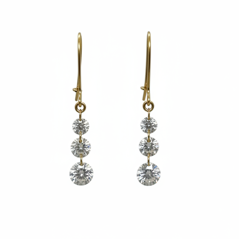 Boucles d'Oreilles Pendantes Or Jaune 18K