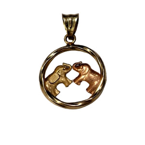 Pendentif symbole éléphants bicolores en or 18K - 1.73 G