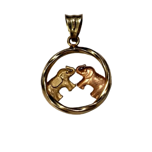 Pendentif symbole éléphants bicolores en or 18K - 1.73 G