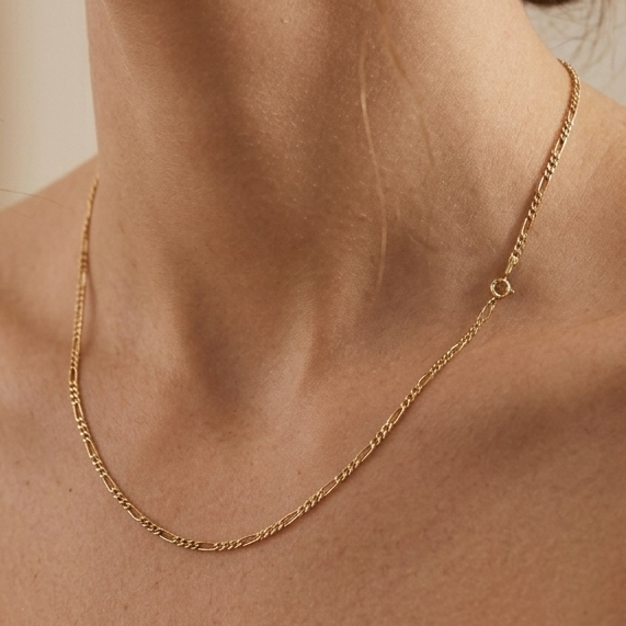 Collier Princesse Figaro en Or Jaune 18K - 45.5cm - 2.32gr