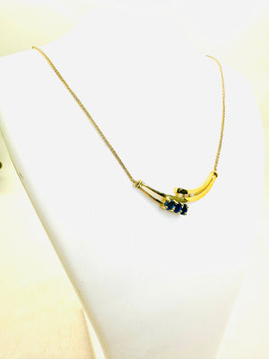 Collier Princesse en Or Jaune avec Diamants et Saphirs