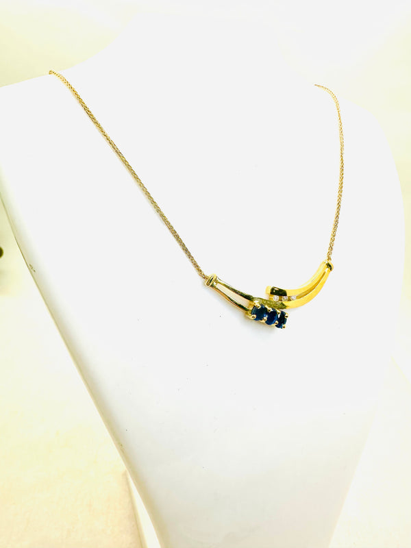 Collier Princesse en Or Jaune avec Diamants et Saphirs