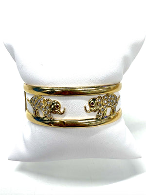 Bracelet Jonc en Or jaune avec éléphant et zirconium