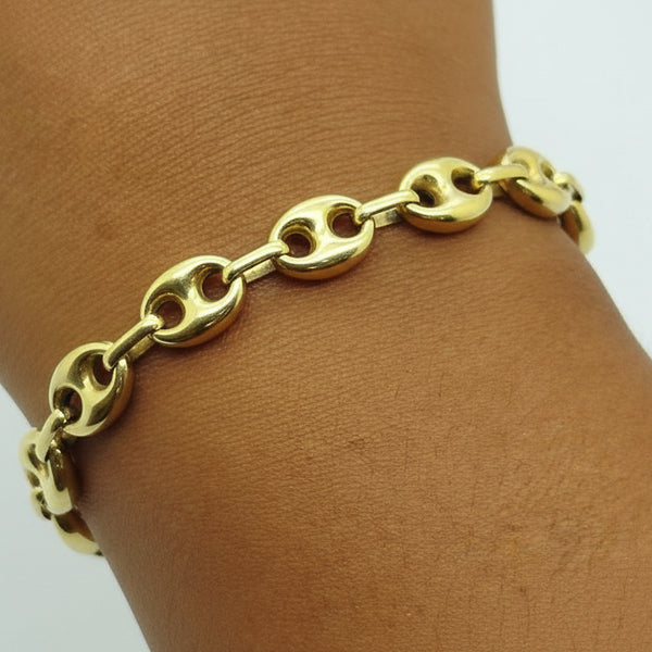 Bracelet Maille Grain de Café Or Jaune 18K - 19cm - 11.55gr