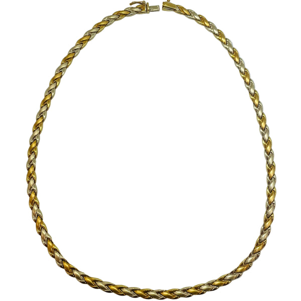 Collier Ras du Cou en Or Jaune et Or Gris 18K 21.12 Grs