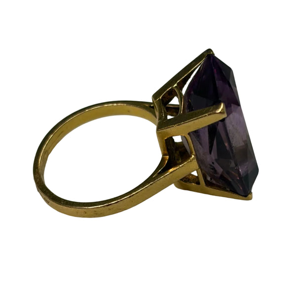 Baguette or jaune avec améthyste, taille