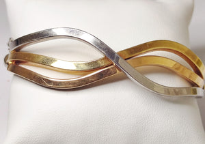 Bracelet Jonc Or Jaune et Blanc 18K 10.85 Grs
