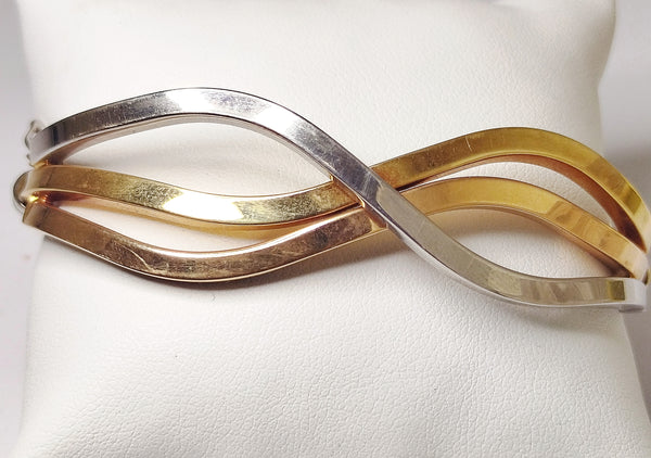 Bracelet Jonc Or Jaune et Blanc 18K 10.85 Grs