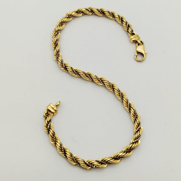 Bracelet maillon torsadé en or jaune et blanc 18 K