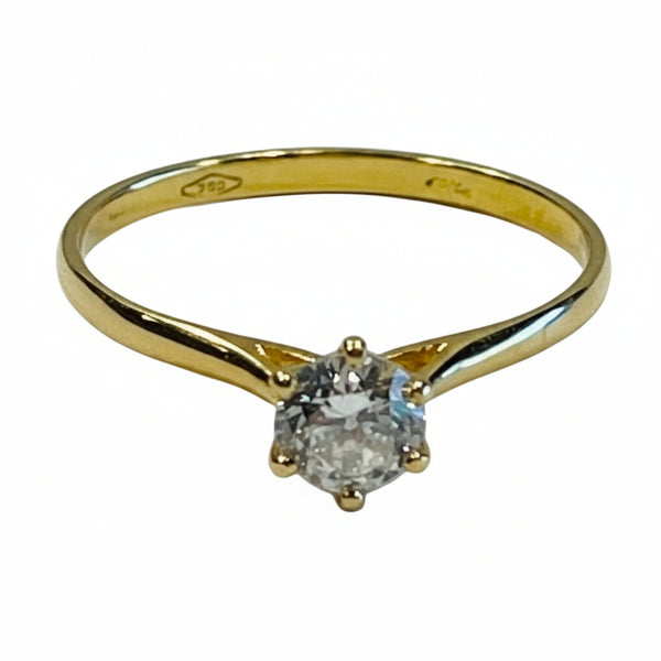 Superbe Bague Solitaire en Or Jaune 18K - 1.48Grs - T56