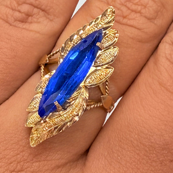 Bague Marquise Or Jaune 14 K - Taille 53