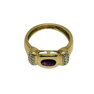 Bague Tank en Or Jaune avec Rubis & Diamants 18K