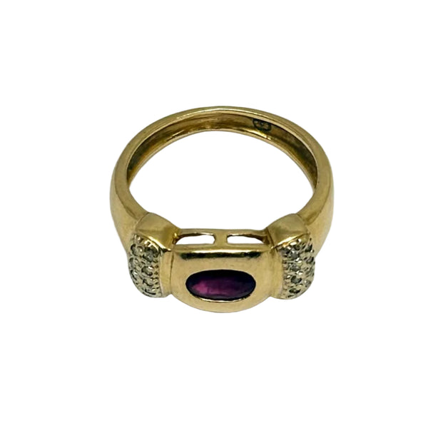 Bague Tank en Or Jaune avec Rubis & Diamants 18K