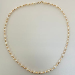 Collier Ras du Cou en Or Jaune 18K avec Perles