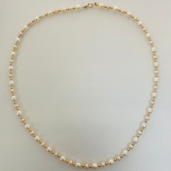 Collier Ras du Cou en Or Jaune 18K avec Perles