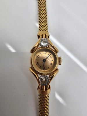 Montre Cocktail Vintage en Or Jaune 18 K Diamants