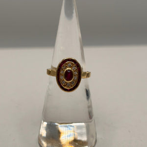 Bague en Or Jaune 18K avec Rubis et Diamant
