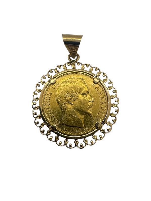 Pendentif 20 Francs Napoléon III en Or Jaune 1853