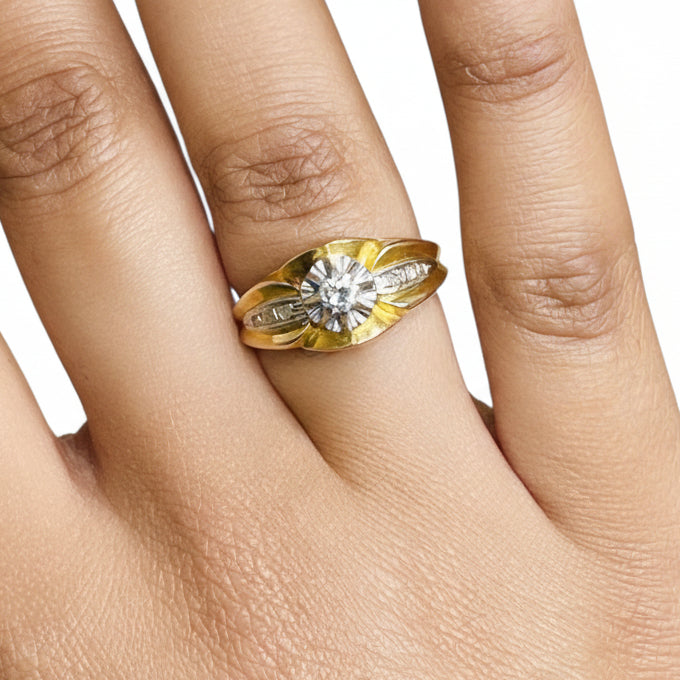 Bague Ancienne en Or Jaune 18 K - Taille 51 -  3.70 G