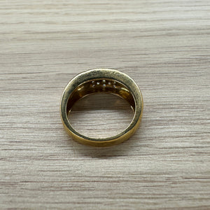 Chevalière en Or jaune 18K avec diamants - taille 54 - 5.52G