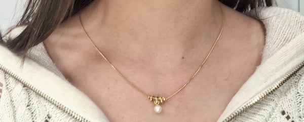 Collier Princesse Or Jaune 18K avec perle de culture