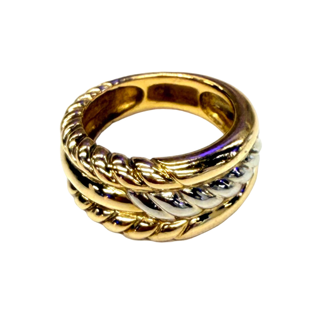 Bague travaillée en or jaune et or blanc 18 carats – Taille 53