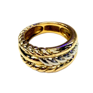 Bague travaillée en or jaune et or blanc 18 carats – Taille 53
