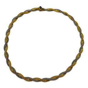 Collier Ras du Cou Torsadé Or Blanc & Jaune 18K