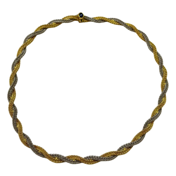 Collier Ras du Cou Torsadé Or Blanc & Jaune 18K