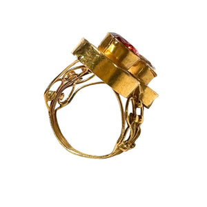 Bague Ancienne avec Oxyde de Zirconium en Or Jaune 21K