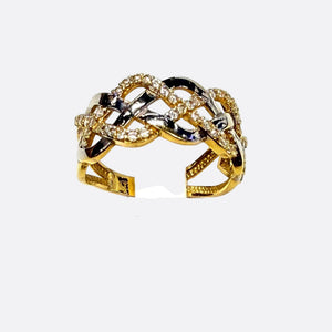 Bague Tressée en Or Jaune 18K - 3.32g - Taille 54