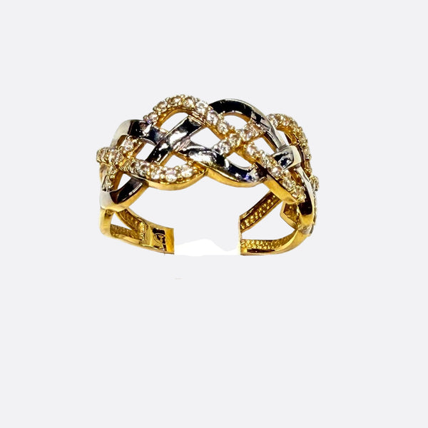 Bague Tressée en Or Jaune 18K - 3.32g - Taille 54