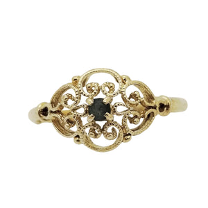 Bague Filigrane en Or Jaune avec Aigue-Marine 18K