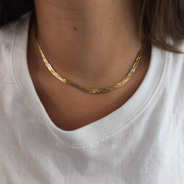 Collier Tressé en Or Jaune, Blanc ou Rose 18K