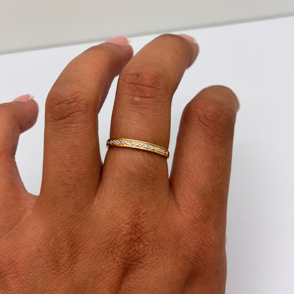 ALLIANCE DEMI TOUR OR JAUNE & BLANC 18 CARATS Taille -58