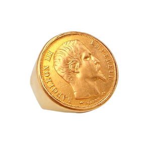 Chevalière en Or Jaune 750 avec Bague Pièce