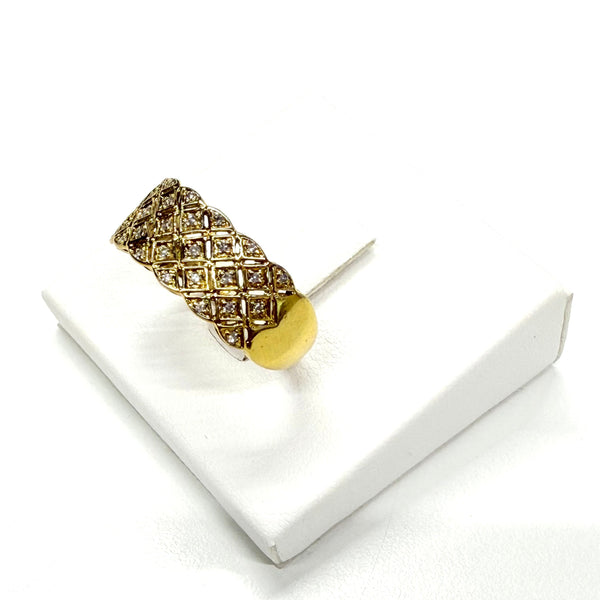 Bague en Or Jaune 18k avec Diamants - T 59