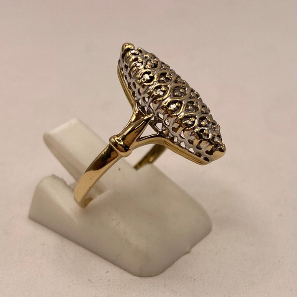 Bague Marquise en Or Jaune et Or blanc - Taille 53