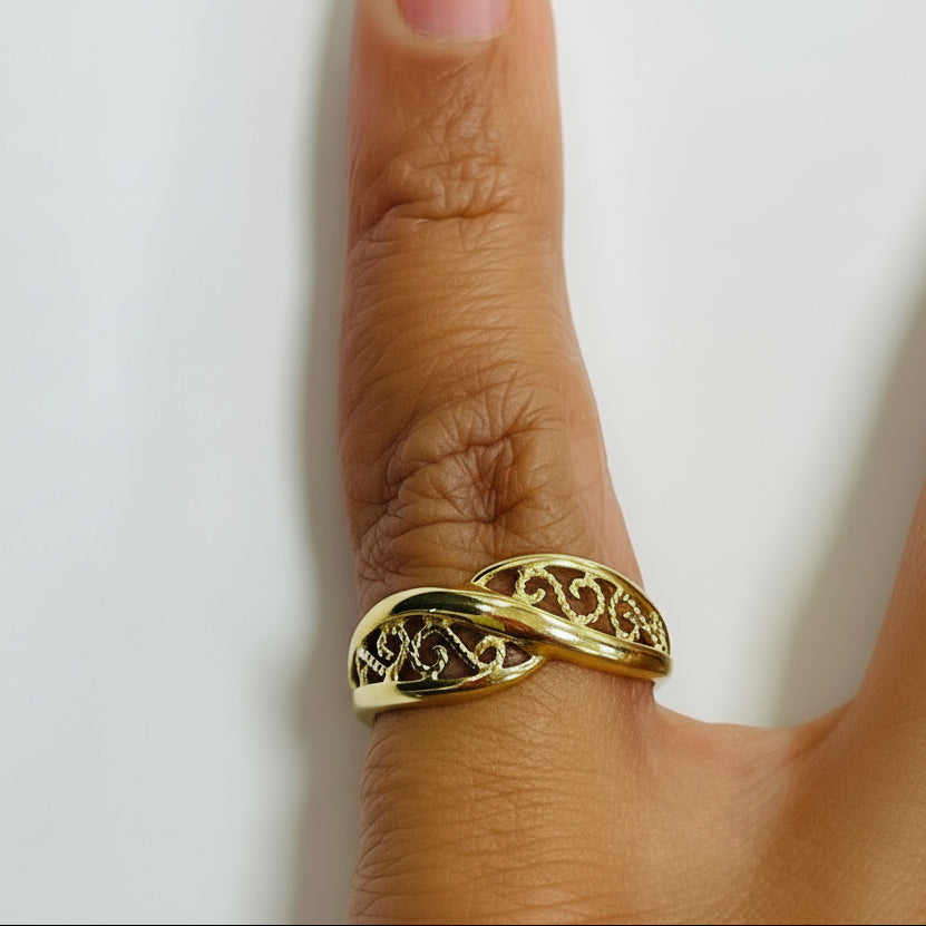 Bague Filigrane Or Jaune 18k - Taille 49 - 1.74gr