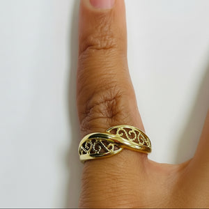 Bague Filigrane Or Jaune 18k - Taille 49 - 1.74gr