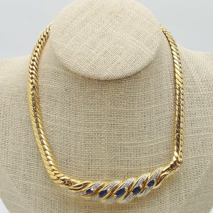 Collier Princesse Or Jaune Diamants et Saphir 18k