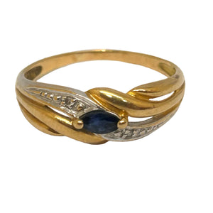 Bague Saphir Diamantée Or Jaune/Blanc 18K