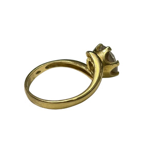 Solitaire en or jaune 18k et zirconium